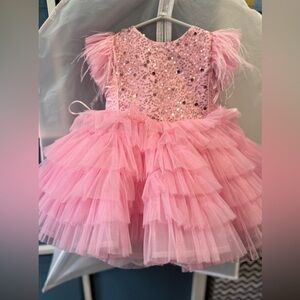 Pink Ruffled Kids Formal Dress